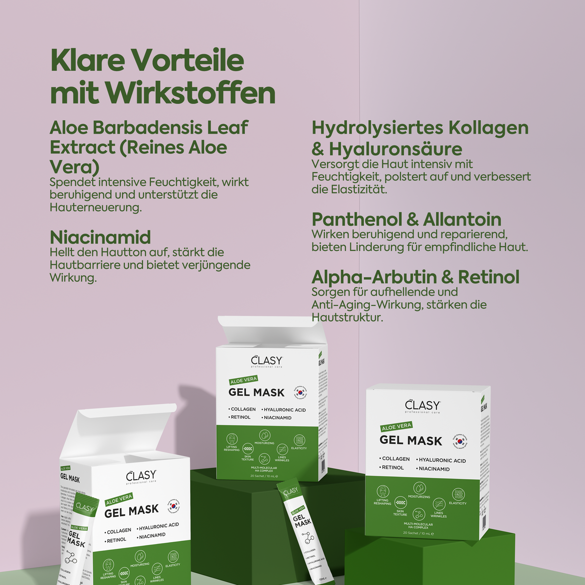 Clasy Care Aloe Vera Gel Maske – 20 Beutel á 10ml