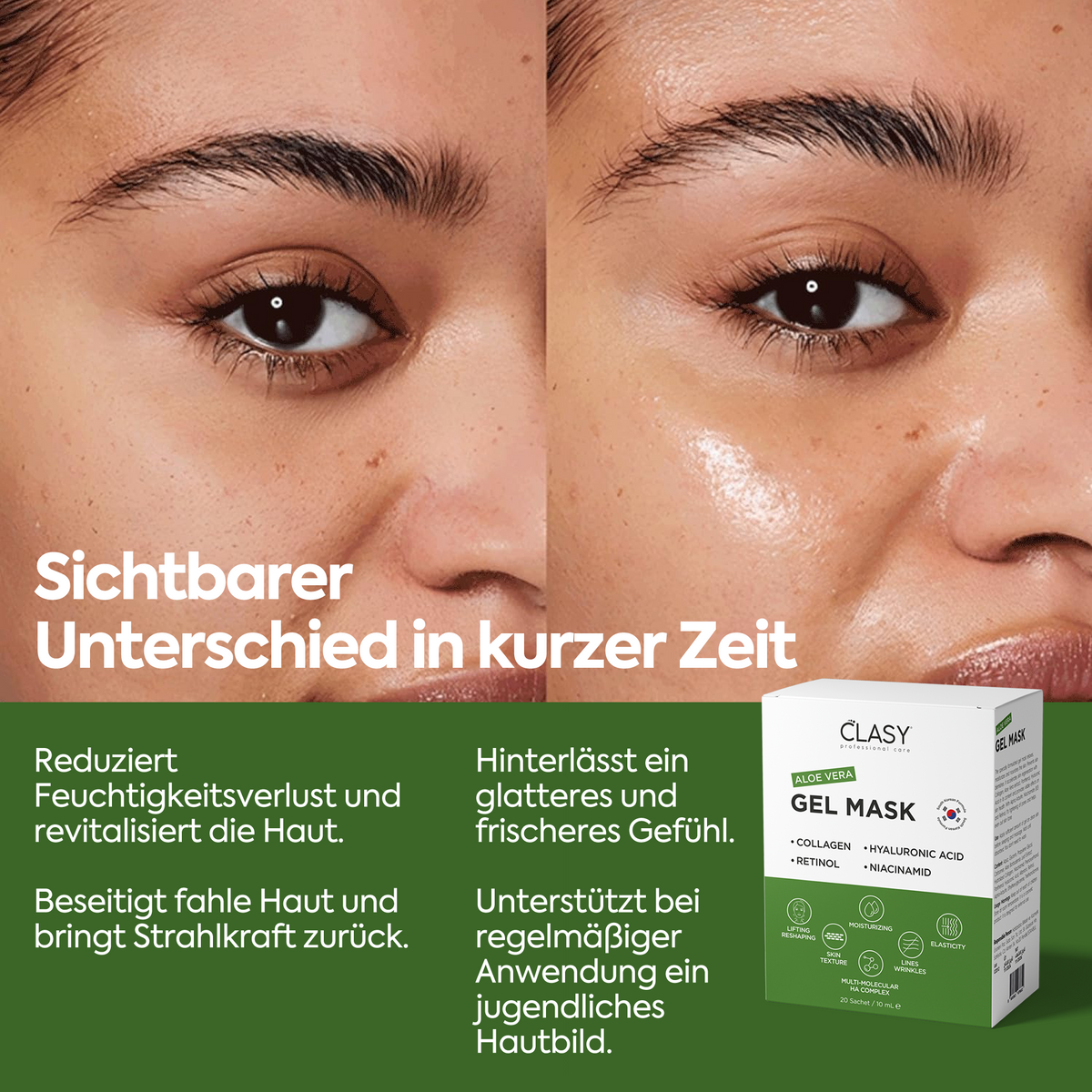 Clasy Care Aloe Vera Gel Maske – 20 Beutel á 10ml