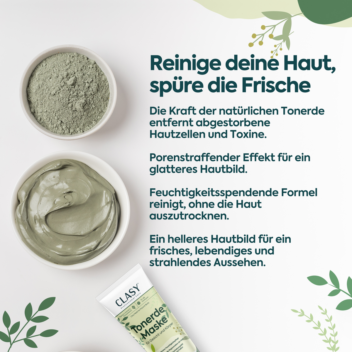 Clasy Care Tonerde-Maske gegen abgestorbene Hautzellen – 100 ml