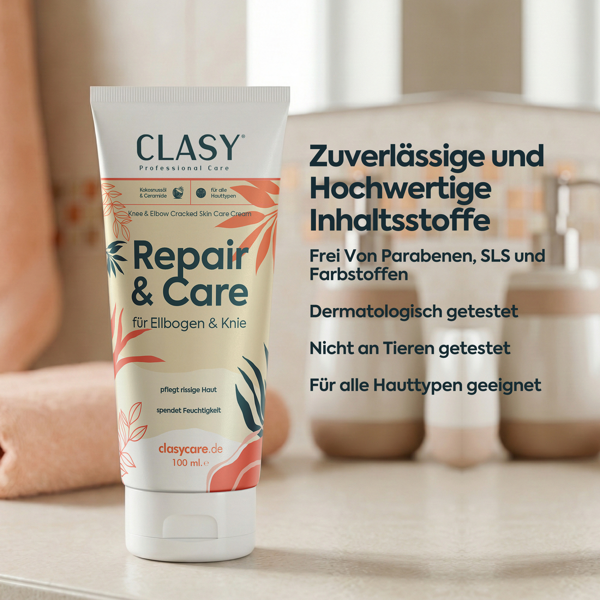 Clasy Care Pflegecreme für Ellenbogen und Knie, 100 ml