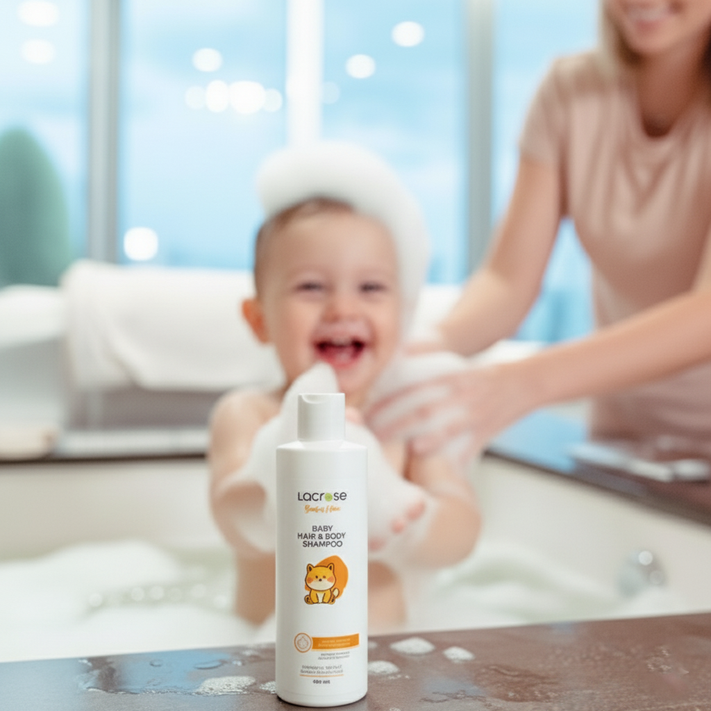 Verpackung des L'acrose Baby Haar- & Körpershampoos