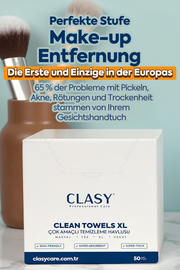 Clasy Care Clean Towels XL – 50 Stück Make-up & Gesichtreinigungstücher